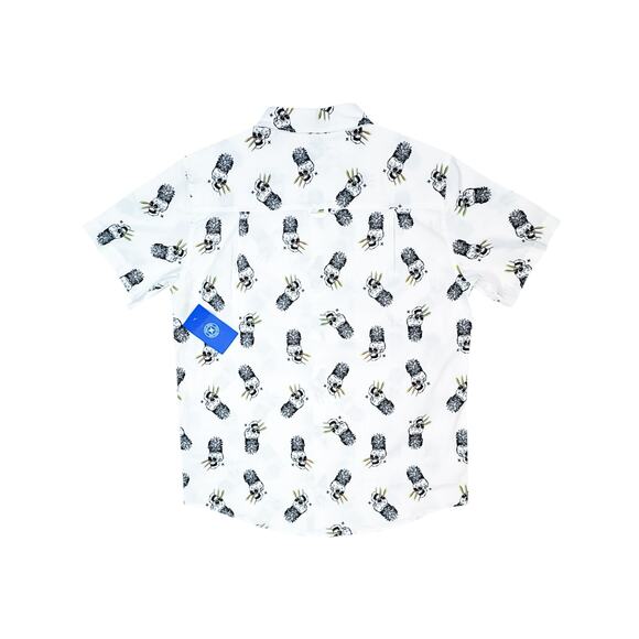 Hurley Skull Print Short Sleeve Button-Up Shirt - Men's Size S - Picture 2 of 6